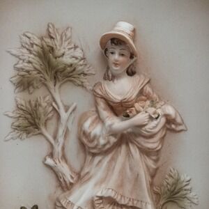 VTG Lefton Porcelain Rococo Style Oval Plaque Japan